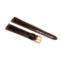 Cinturino per orologio Vintage in VERA PELLE DI LUCERTOLA piatto marrone scuro 20mm