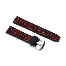 Cinturino per orologio snake racing in silicone nero rosso 24mm caucciù gomma watch strap