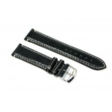 Cinturino per orologio vera pelle liscia traforato nero ansa 18mm watch strap