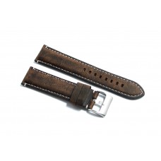 Cinturino orologio pelle kudu antichizzato imbottito marrone 24mm scamosciato