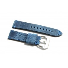 Cinturino orologio pelle kudu antichizzato blu ecru fatto a mano 18mm vintage CINTURINI PER OROLOGI, Cinturini in Pelle image