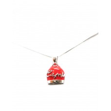 Collana Capri con pendente campanella smaltata rosso 2cm argento puro 925 campana