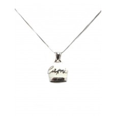 Collana Capri con pendente campanella smaltata bianco 2cm argento puro 925 campana