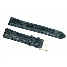 Cinturino orologio in vera pelle di lucertola semi imbottito blu scuro 20mm p331