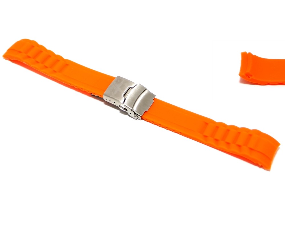 Nautica Cinturino in gomma arancione per orologio ansa curva 22mm tipo nautica lungo 