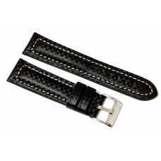 Cinturino orologio simil fibra di carbonio imbottito nero-bianco 7mm ansa 18mm watch strap