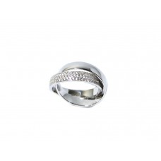Anello doppia veretta in argento puro 925 e zirconi bianchi brillanti misura 16