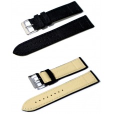 Cinturino per orologio in cordura nero con fondo in lorica ansa 20mm watch