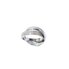 Anello doppia veretta in argento puro 925 e zirconi bianchi brillanti misura 16