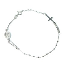 Bracciale 18-22cm regolabile argento puro 925 sfere pallini rosario unisex