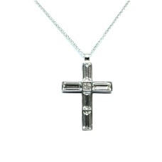 Collana Acciaio Inox anallergico croce pendente con swarovski Donna P7SW