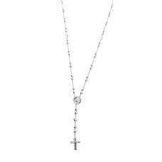 Collana rosario 52cm madonna croce argento puro 925 zirconi bianchi brillanti