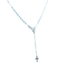 Collana rosario 60cm madonna croce argento puro 925 pendente