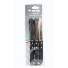 Kit set 6 pezzi coltelli da tavola lama acciaio inox manico nero antiscivolo