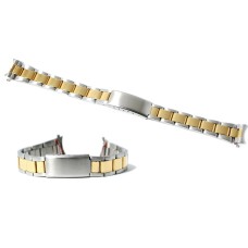 Cinturino orologio oyster acciaio inox ansa curva 13mm bicolor tipo rolex bracciale