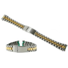 Cinturino orologio president acciaio inox bicolor ansa curva 17mm tipo rolex watch strap
