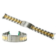 Cinturino oyster orologio acciaio ansa curva 22mm bracciale bicolor deployante