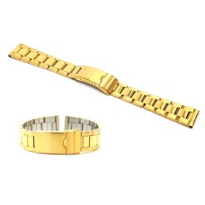 Cinturino oyster orologio acciaio inox ansa dritta 18mm bracciale deployante laminato oro image