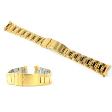 Cinturino oyster per orologio acciaio inox ansa curva 18mm bracciale deployante laminato oro 