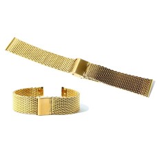 Cinturino per orologio acciaio dorato massiccio 18mm bracciale tessuto milano T2
