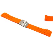 Cinturino gomma orologio deployante arancio ansa curva 18mm tipo nautica caucciu