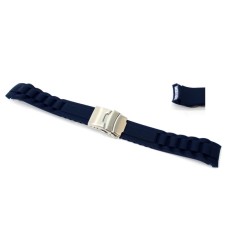 Cinturino gomma orologio deployante blu ansa curva 18mm tipo nautica caucciu