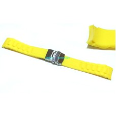 Cinturino gomma orologio deployante giallo ansa curva 18mm tipo nautica caucciu