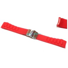 Cinturino gomma orologio deployante rosso ansa curva 20mm tipo nautica caucciu