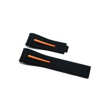 Cinturino in silicone nero arancio compatibile orologio Rolex - Omega 20mm curva caucciu' gomma watch strap
