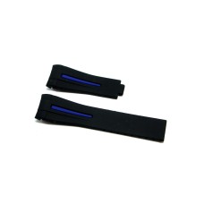 Cinturino in silicone nero blu compatibile orologio Rolex - Omega 20mm curva caucciu' gomma watch strap