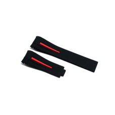 Cinturino in silicone nero rosso compatibile orologio Rolex - Omega 20mm curva caucciu' gomma watch strap