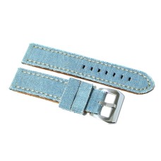 Cinturino per orologio azzurro tessuto jeans vintage cordura pelle ansa 18mm 