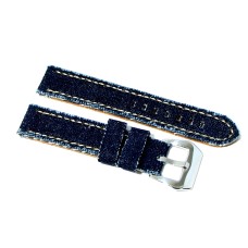 Cinturino per orologio  blu scuro tessuto jeans vintage cordura pelle ansa 18mm 