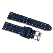 Cinturino per orologio blu tessuto jeans cordura pelle ansa 18mm imbottito 7mm