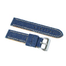 Cinturino per orologio blu tessuto jeans vintage cordura pelle ansa 18mm 