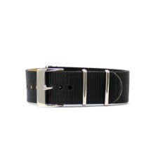 Cinturino per orologio nero in cordura fondo in pelle ansa 24mm tessuto nato image
