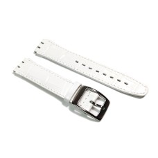 Cinturino orologio in pelle stampa coccodrillo bianco compatibile swatch 17mm watch strap image