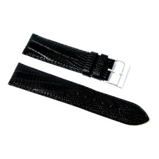 Cinturino orologio in vera pelle semi imbottito stampa lucertola nero 16mm image