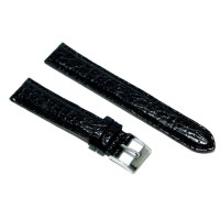 Cinturino orologio vera pelle di coccodrillo semi imbottito nero 14mm p332