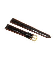 Cinturino per orologio Vintage in VERA PELLE DI LUCERTOLA piatto marrone scuro 20mm